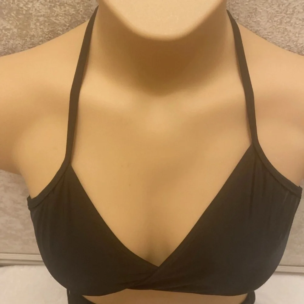 Black Wrap Strappy Bottom Bikini Set